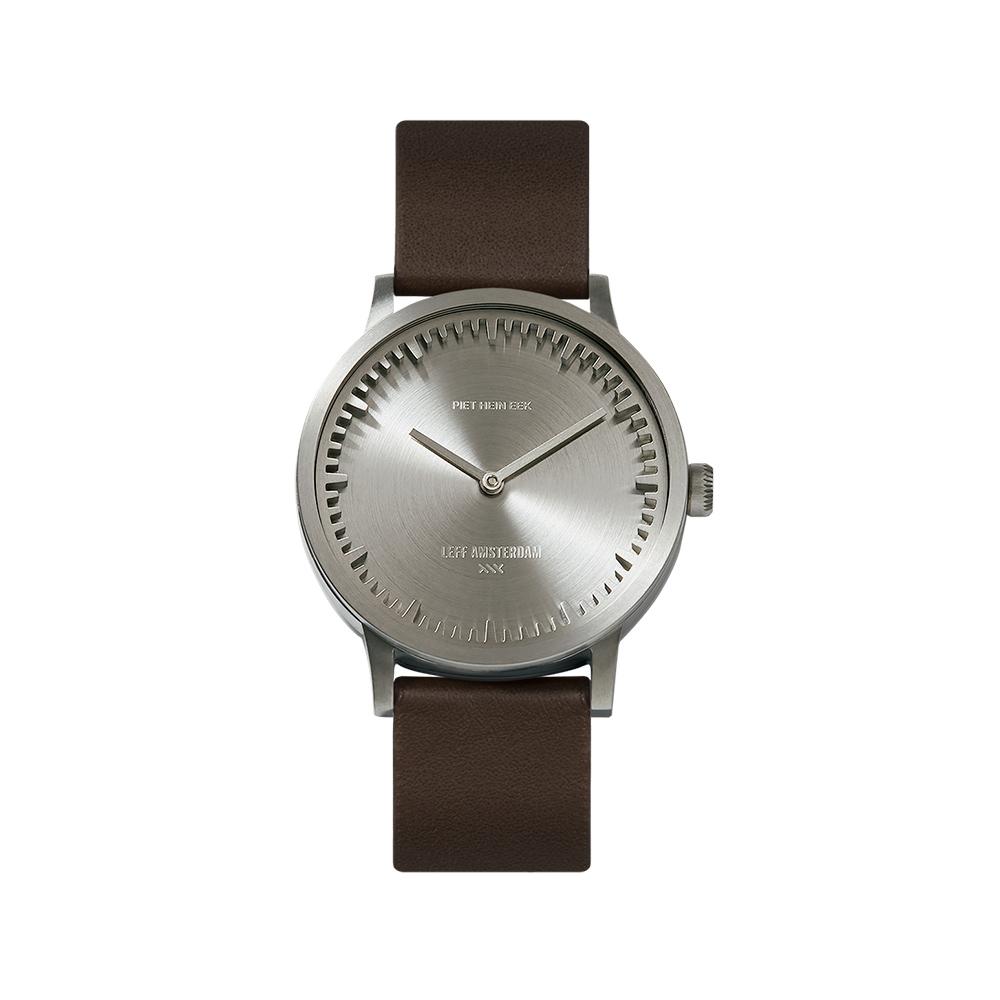 Leff Amsterdam LT74121 Tube Watch T32 Steel / Brown Leather